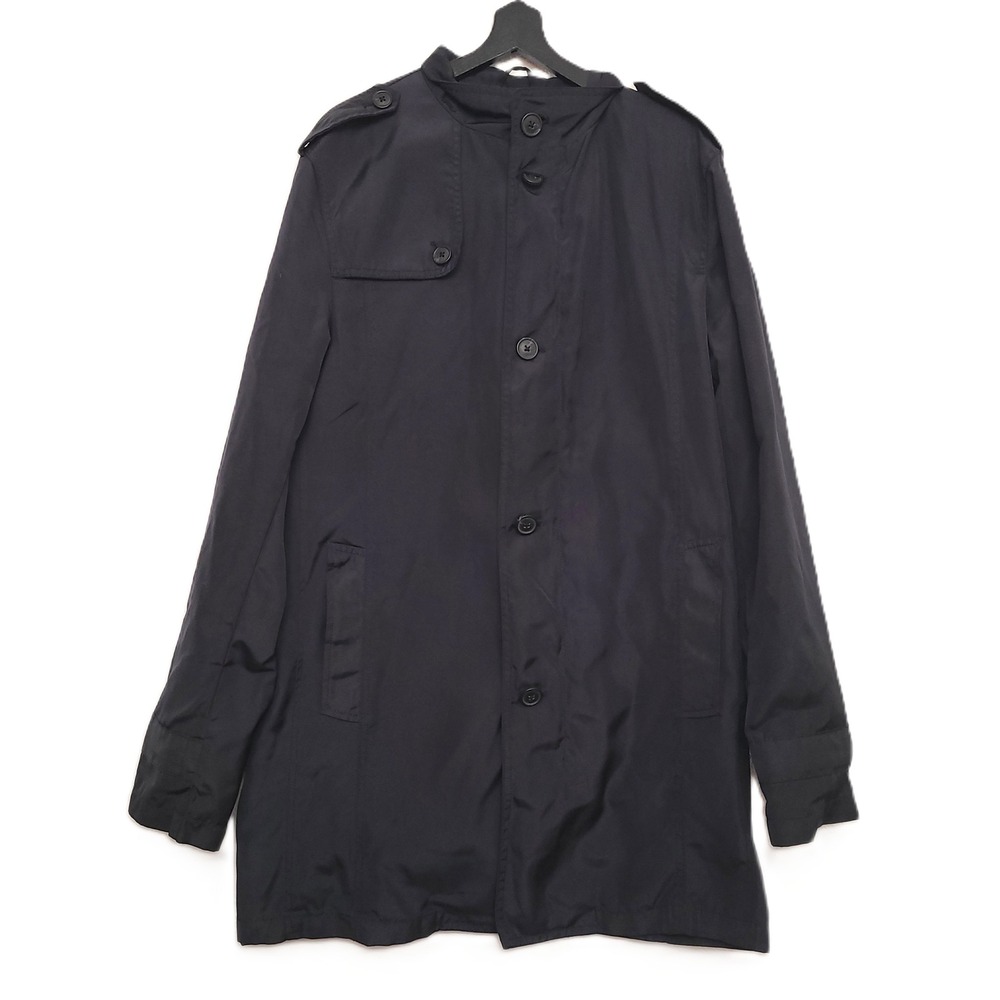 Selected Homme LARGE Black Mid Length Trench Coat Minimalist Quiet Luxury L